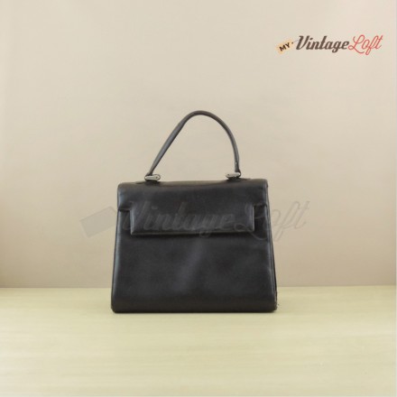 Gina Borsa Pelle Nera Goffrata anni 60
